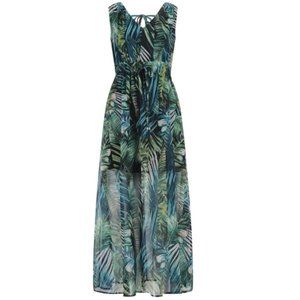 Blue Green Summer V Neck Summer Maxi